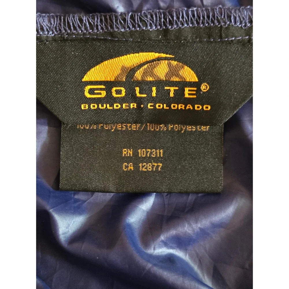 GoLite Mens Large Blue Grey Hooded Windbreaker Jacket Full Zip Lightweight